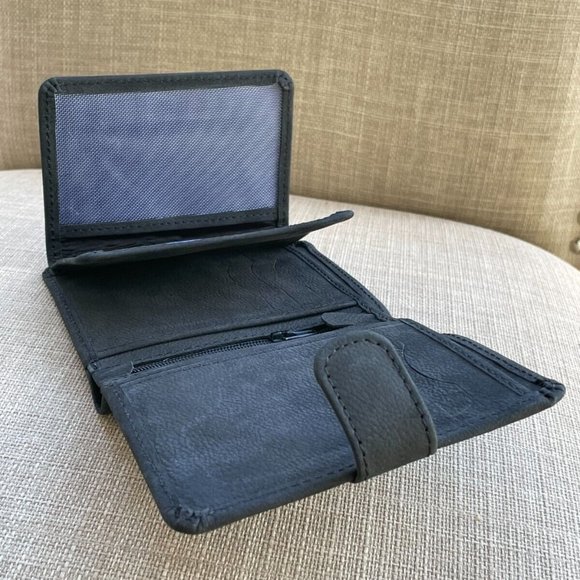 Men Wallet Black Genuine Leather Bifold Card Holder Handmade Purse Money Clip - Picture 9 of 12